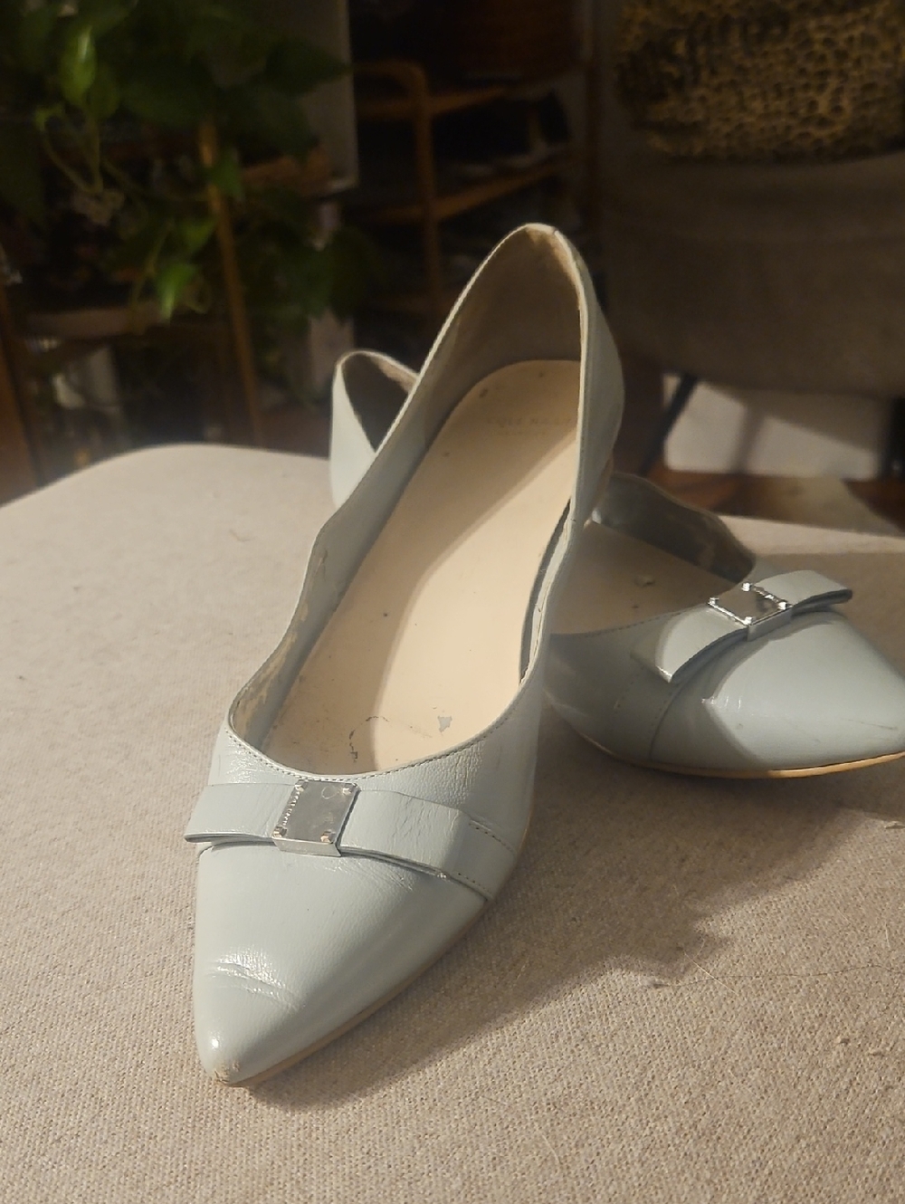 Cole Haan Women's Pointed-Toe Bow-Accent Flats - Pale Blue